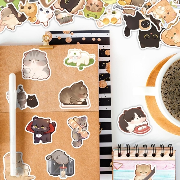 200 pc Colorful white vinyl sticker bumper water bottle Cute Small Pet Stickers - Picture 4 of 4